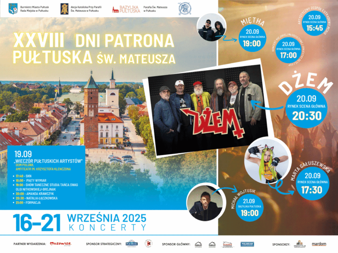 Zapraszamy na DNI PATRONA PUŁTUSKA św. Mateusza 2025
