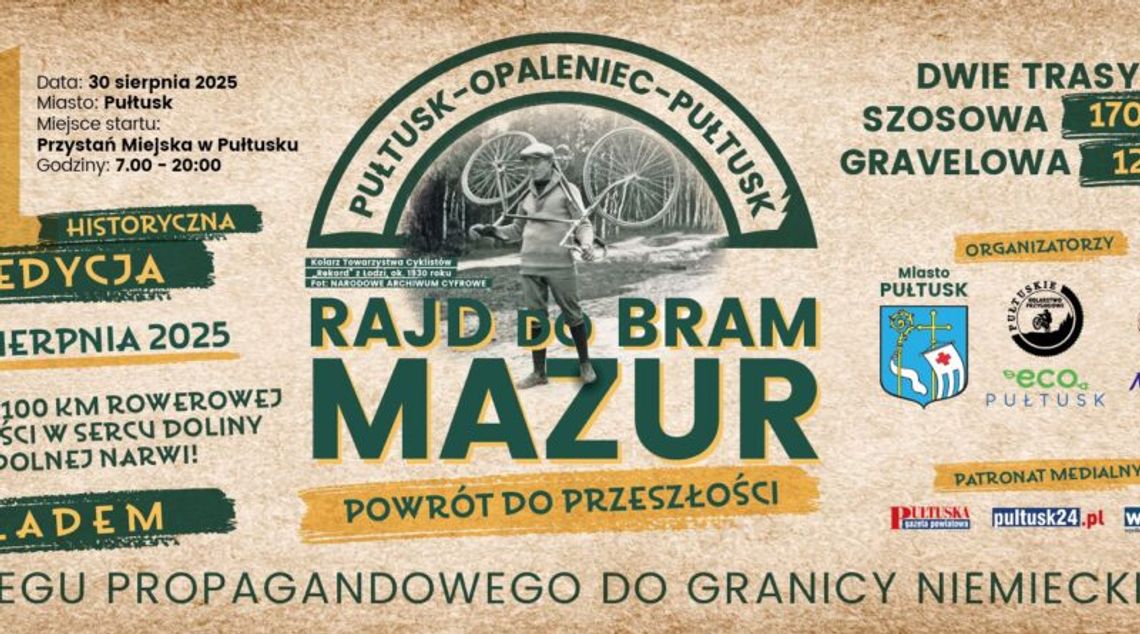 Zapraszamy na I Rajd do Bram Mazur 30 sierpnia 2025 r.