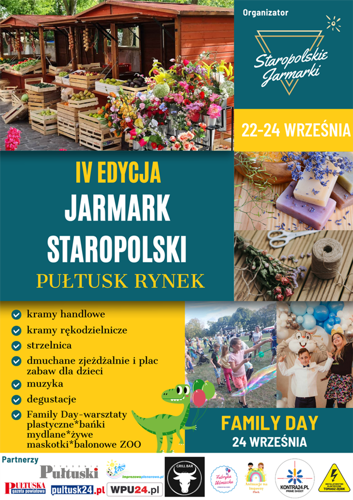 Zapraszamy na IV edycję Jarmarku Staropolskiego 22-24 września. Pułtusk, Rynek.