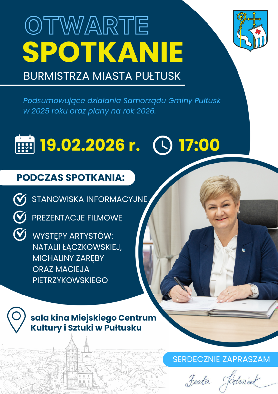 ZAPRASZAMY na OTWARTE SPOTKANIE BURMISTRZA MIASTA PUŁTUSK