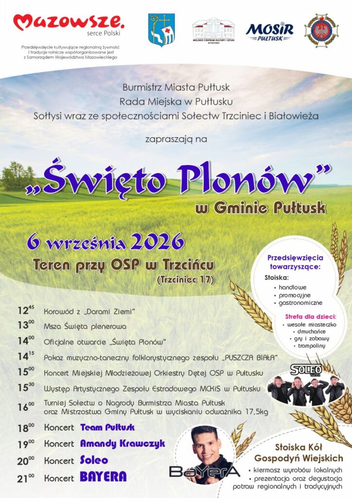 Zapraszamy na Święto Plonów w Gminie Pułtusk Zapraszamy na Święto Plonów w Gminie Pułtusk