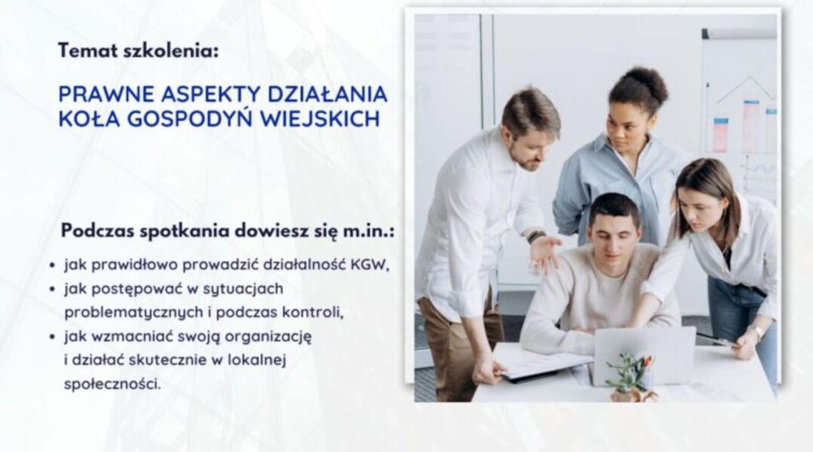 Zapraszamy na szkolenie dla Kół Gospodyń Wiejskich i organizacji lokalnych Zapraszamy na szkolenie dla Kół Gospodyń Wiejskich i organizacji lokalnych