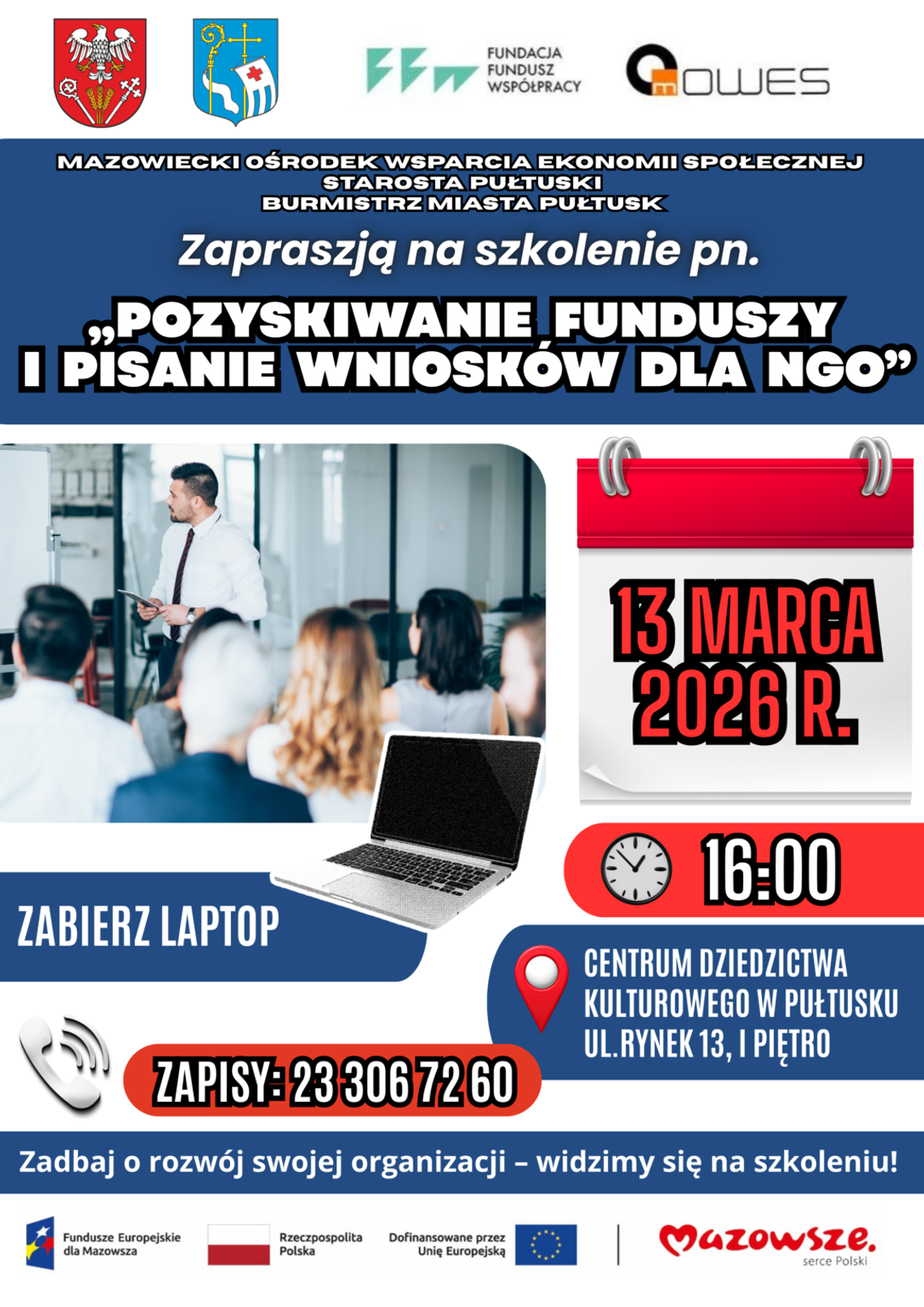 Zapraszamy na szkolenie pn. „Pozyskiwanie funduszy i pisanie wniosków dla NGO”