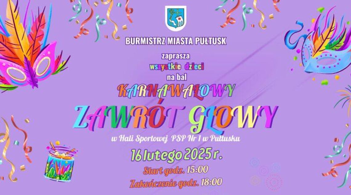 Zapraszamy wszystkie dzieci na BAL KARNAWAŁOWY!