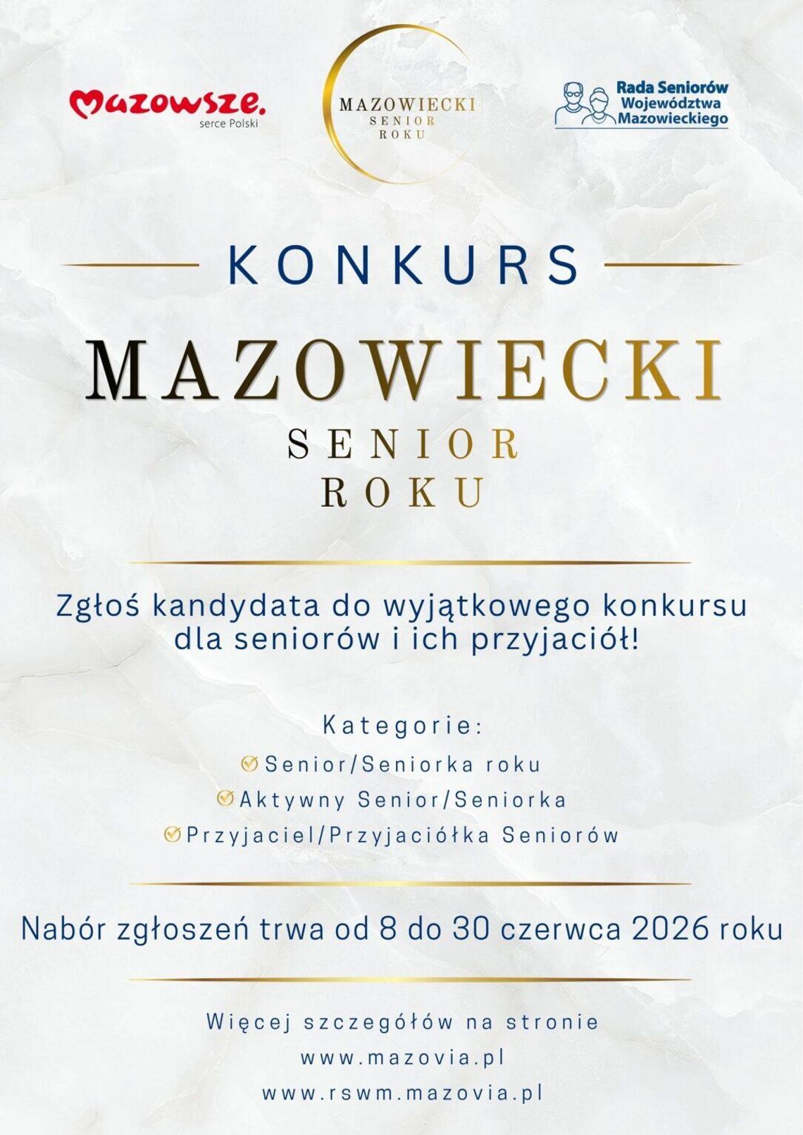 Zaproszenie do udziału w konkursie „Mazowiecki Senior Roku”