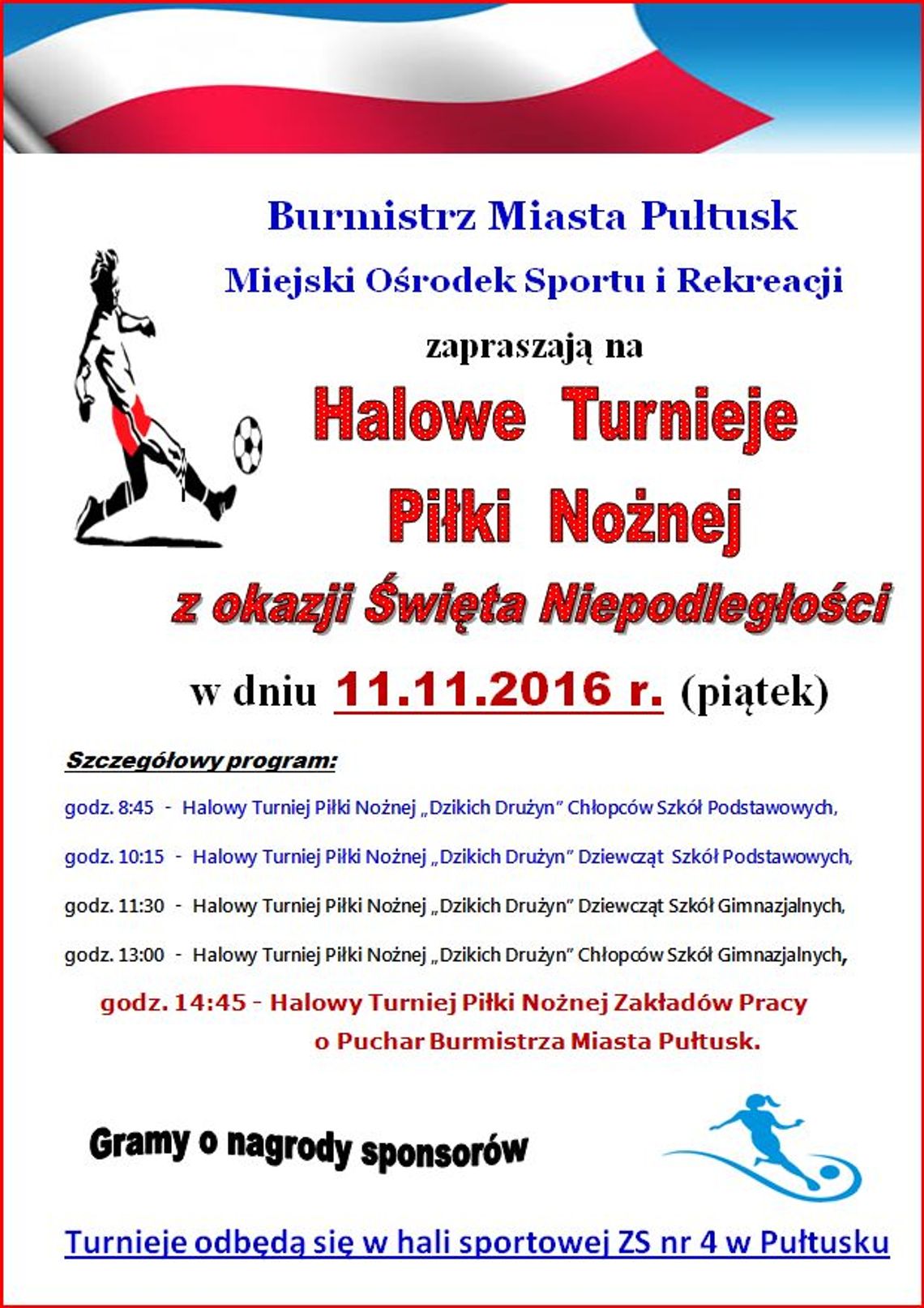 Zaproszenie na Halowe Turnieje Piłki Nożnej