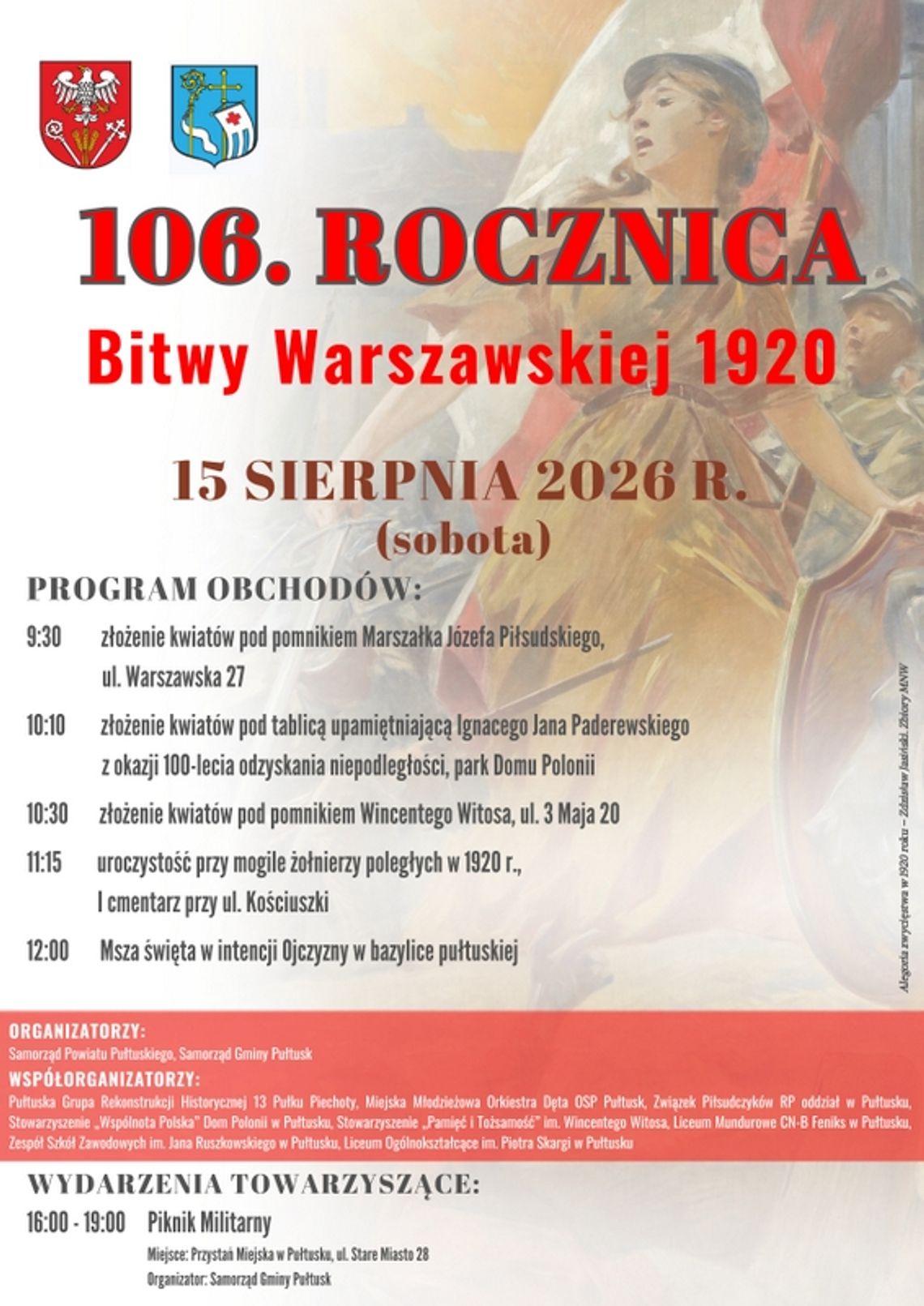 Zaproszenie na obchody 106. rocznicy Bitwy Warszawskiej