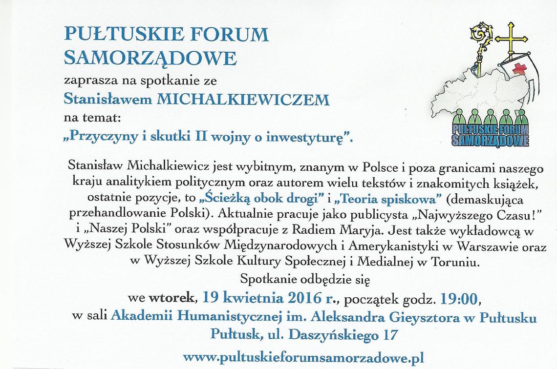 Zaproszenie na spotkanie ze Stanisławem Michalkiewiczem