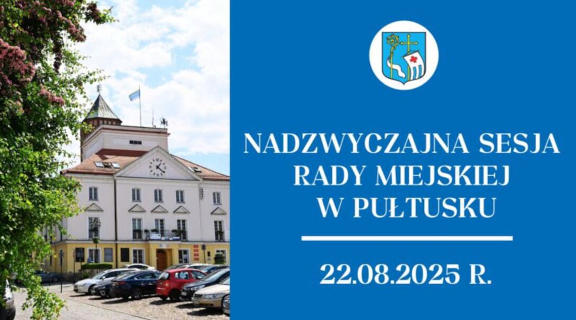 Zawiadomienie o nadzwyczajnej sesji Rady Miejskiej w Pułtusku