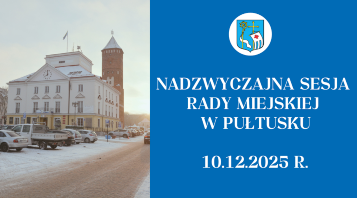 Zawiadomienie o nadzwyczajnej sesji Rady Miejskiej w Pułtusku