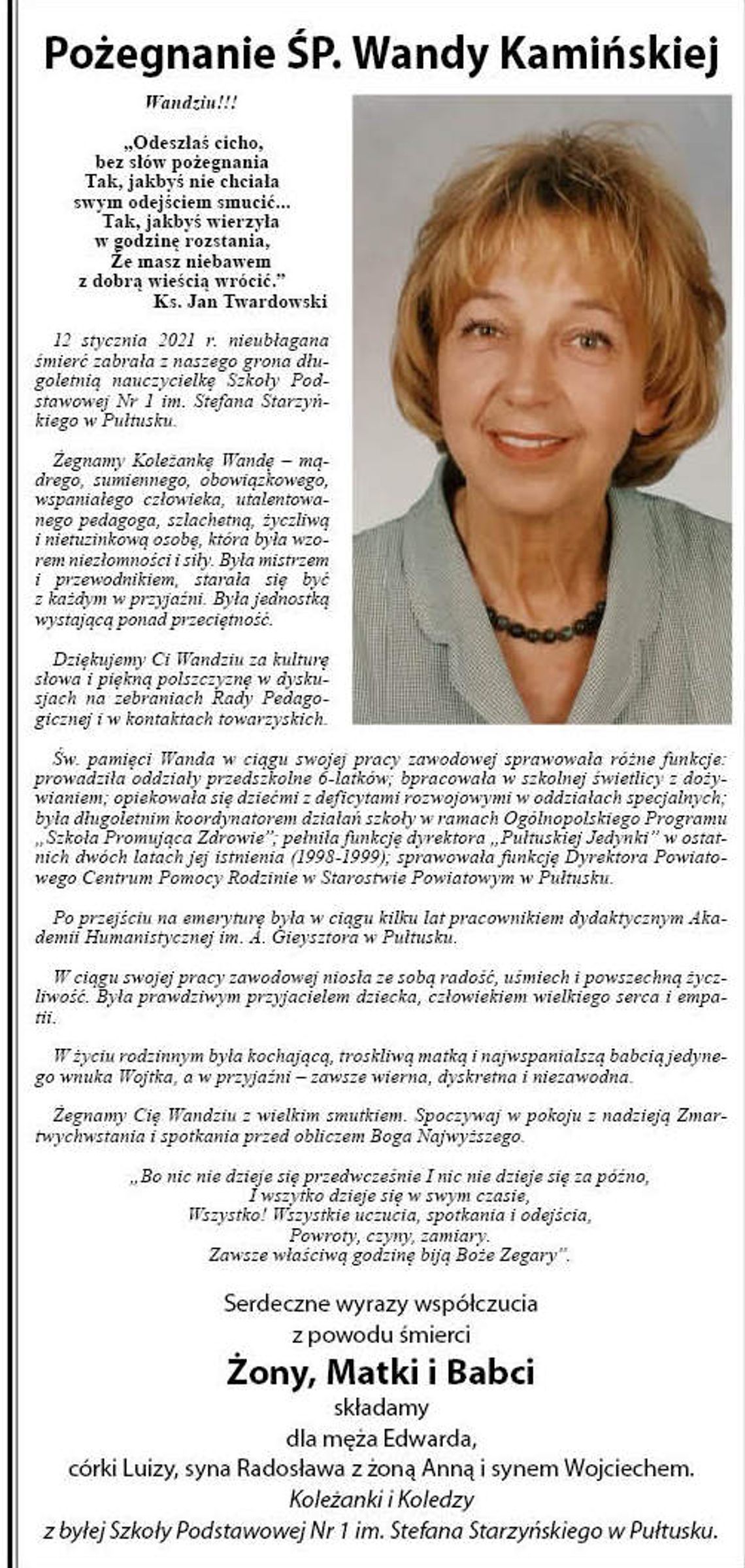 Żegnają koleżankę