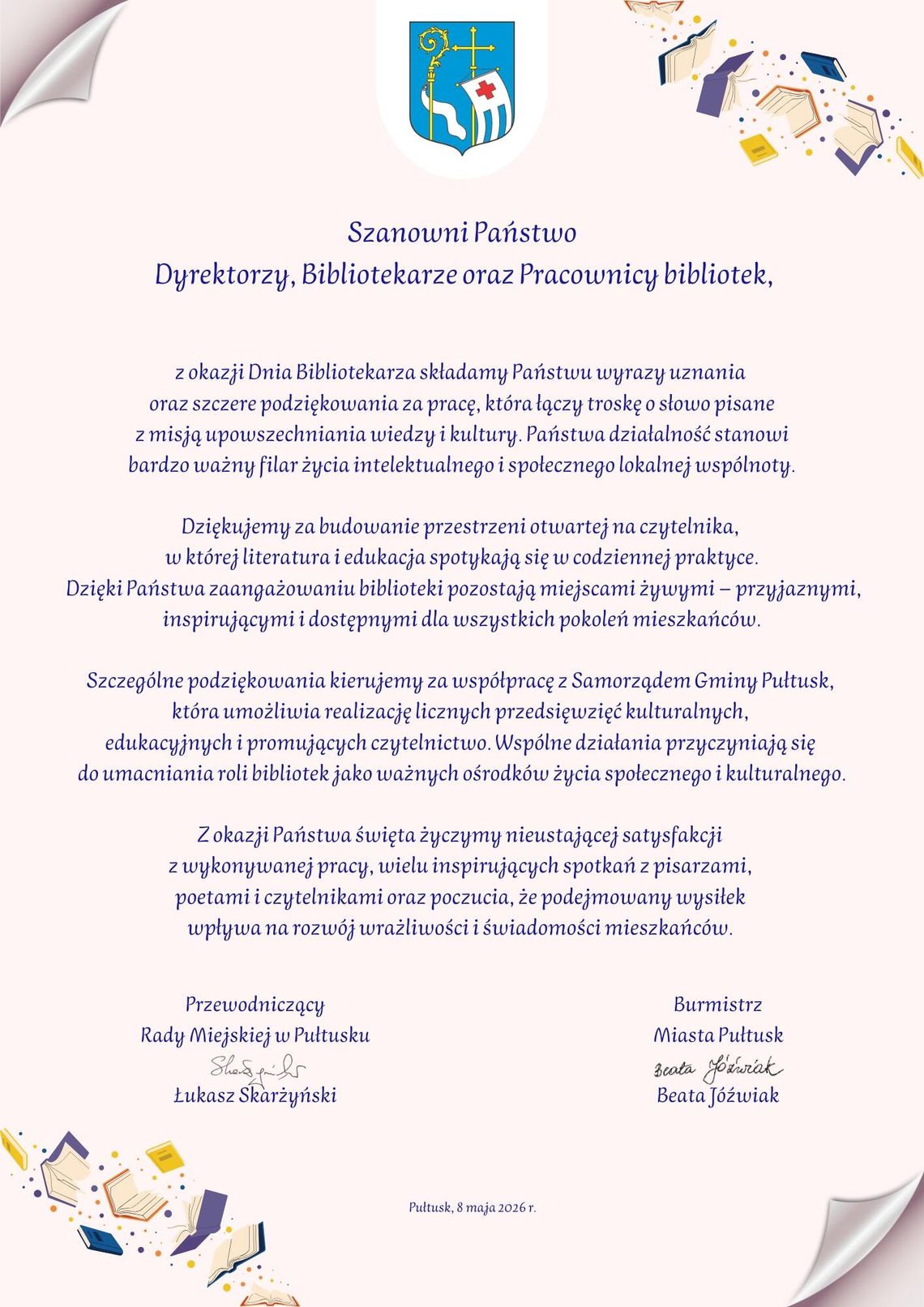 Życzenia dla bibliotekarzy