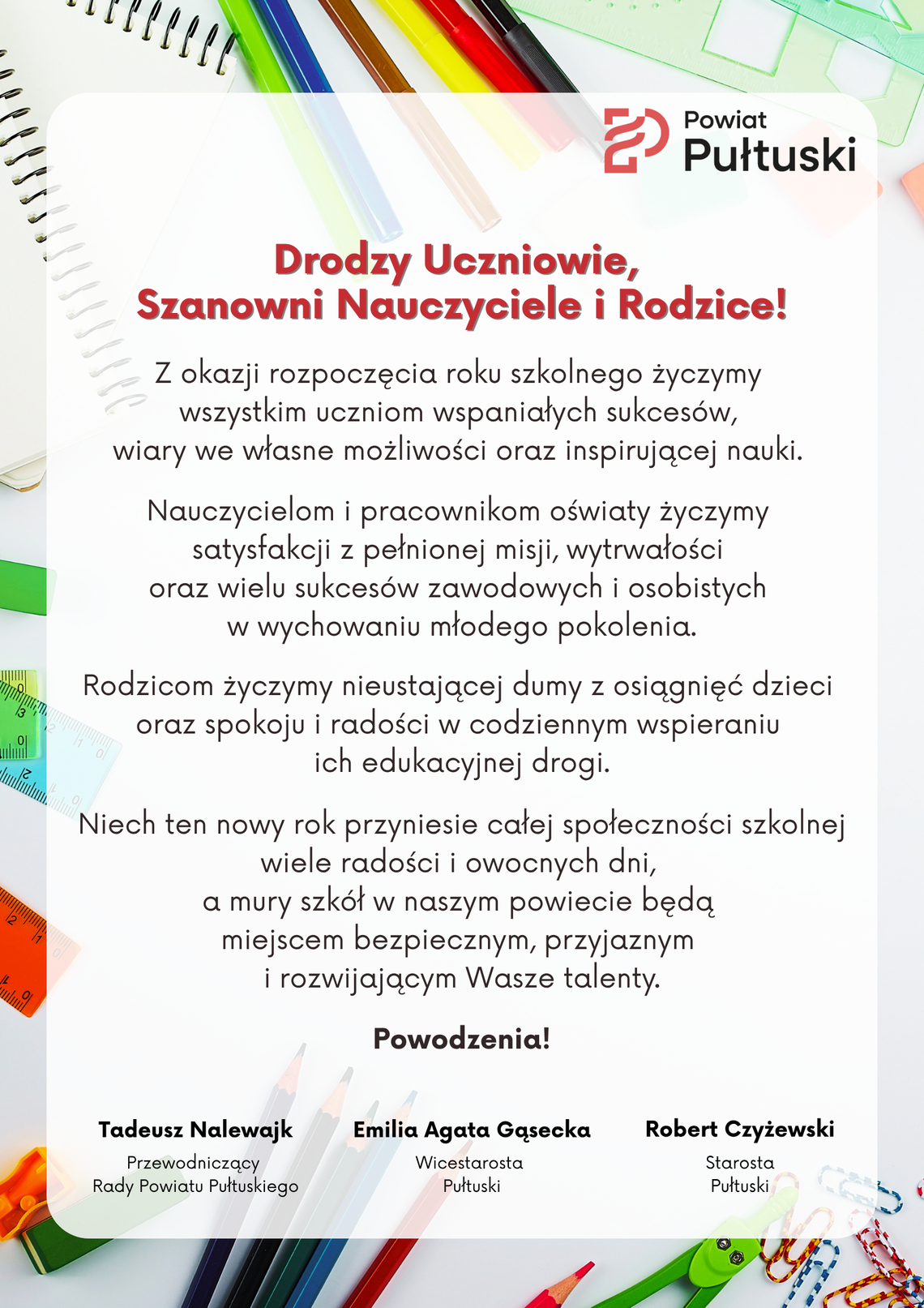 Życzenia na nowy rok szkolny