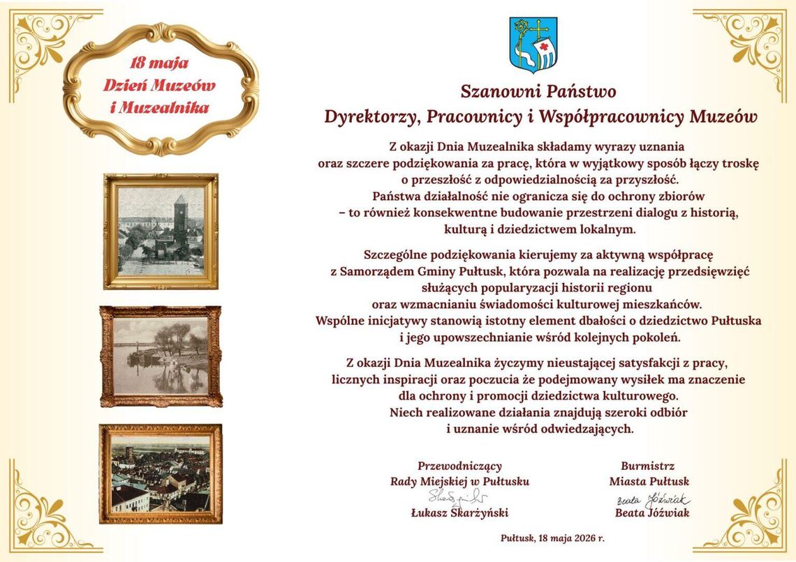 Życzenia z okazji Dnia Muzeów i Muzealników Życzenia z okazji Dnia Muzeów i Muzealników